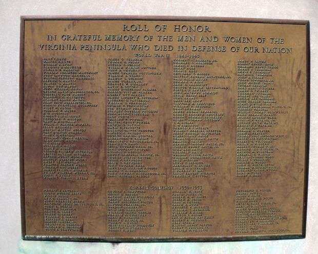 NEWPORT NEWS VICTORY ARCH MEMORIAL PLAQUE B