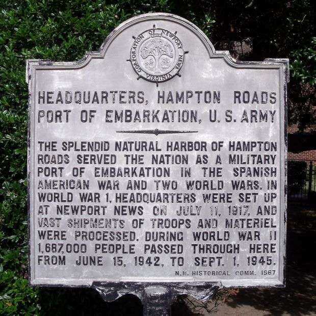 HEADQUARTERS, HAMPTON ROADS PORT OF EMBARKATION, U.S. ARMY MEMORIAL MARKER