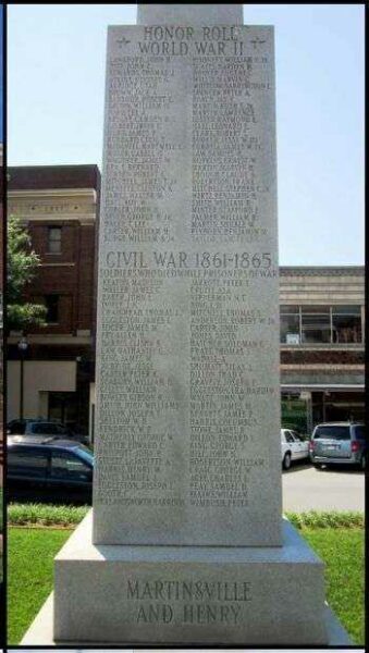 MARTINSVILLE AND HENRY COUNTY WAR MEMORIAL SIDE B