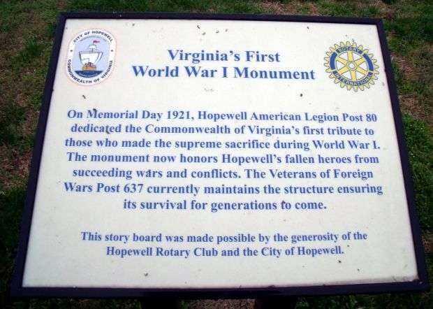 HOPEWELL WAR VETERANS MEMORIAL PLAQUE