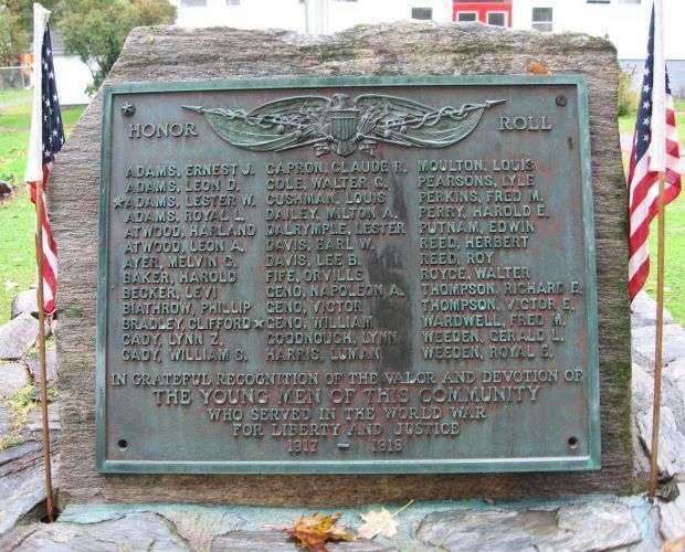 BRIDGEWATER WORLD WAR I MEMORIAL PLAQUE