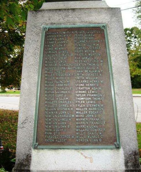 NEWFANE CIVIL WAR AND WORLD WAR I MEMORIAL PLAQUE C