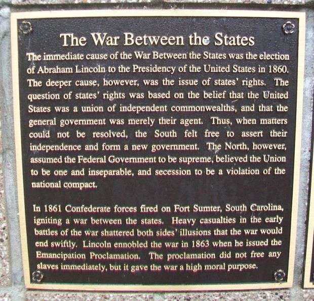 THE WAR BETWEEN THE STATES MEMORIAL PLAQUE A