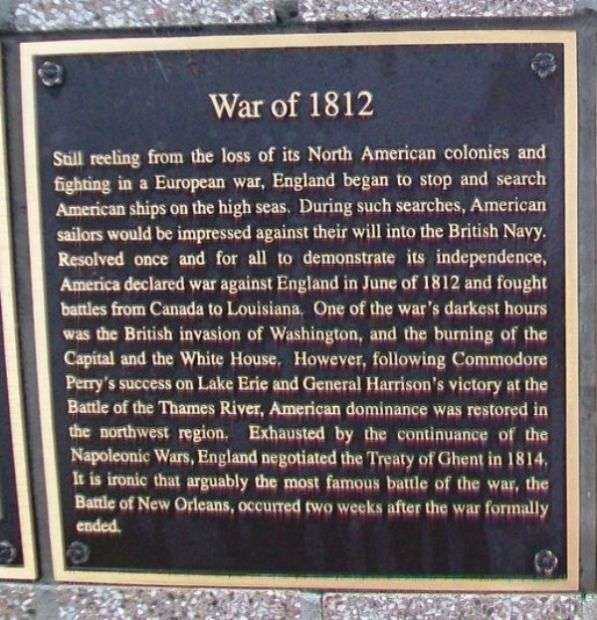 WAR OF 1812 MEMORIAL PLAQUE A