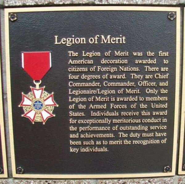 LEGION OF MERIT MEMORIAL PLAQUE