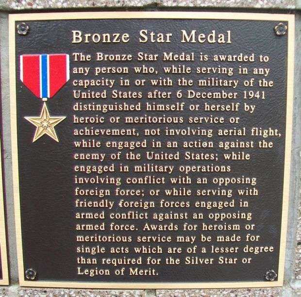 BRONZE STAR MEDAL MEMORIAL PLAQUE