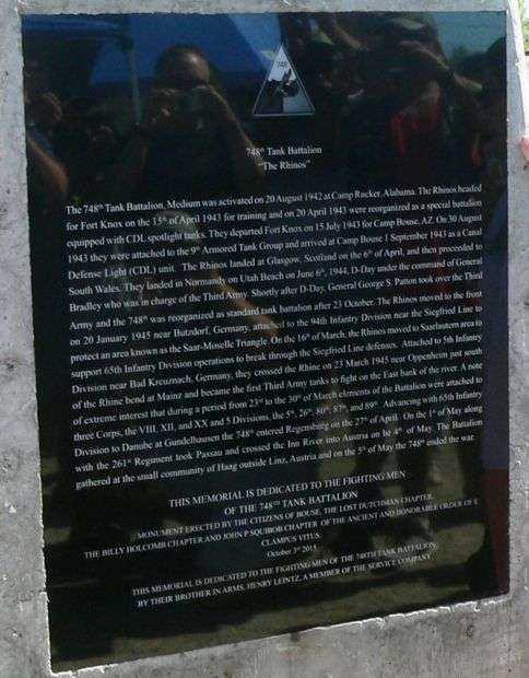 748TH TANK BATTALION WAR MEMORIAL