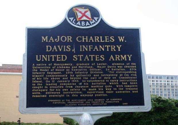 MAJOR CHARLES W. DAVIS MEDAL OF HONOR MEMORIAL MARKER FRONT