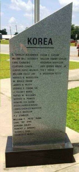 URIAH VETERANS MEMORIAL HONOR ROLL STONE F