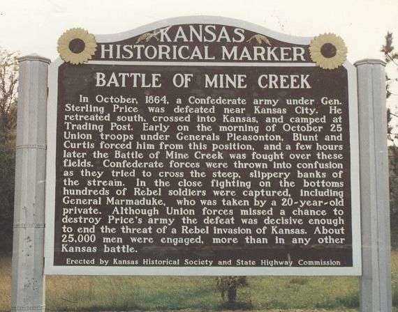 BATTLE OF MINE CREEK WAR MEMORIAL MARKER