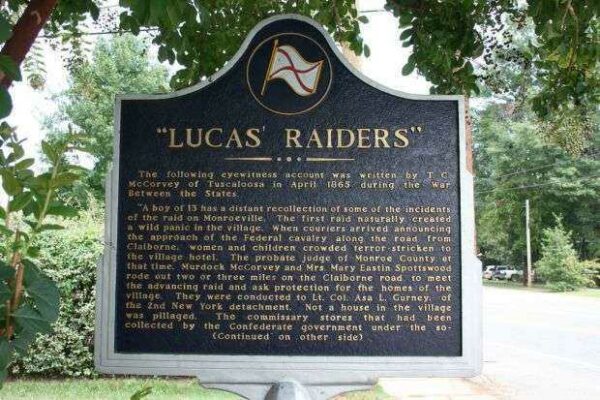 “LUCAS’ RAIDERS” WAR MEMORIAL MARKER FRONT