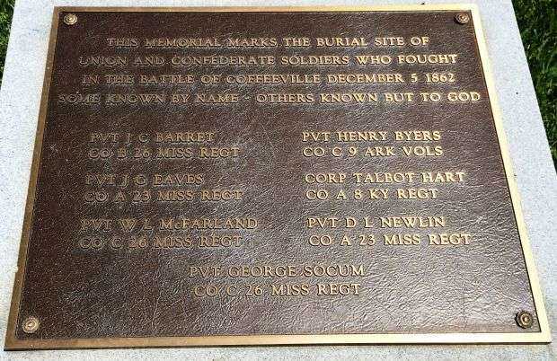 BATTLE OF COFFEEVILLE MEMORIAL PLAQUE