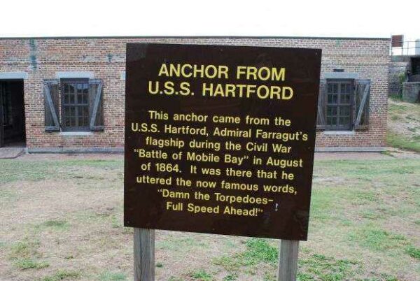ANCHOR FROM U.S.S. HARTFORD MEMORIAL PLAQUE
