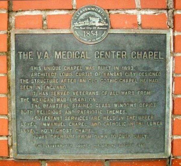 LEAVENWORTH V.A. MEDICAL CENTER MEMORIAL CHAPEL PLAQUE