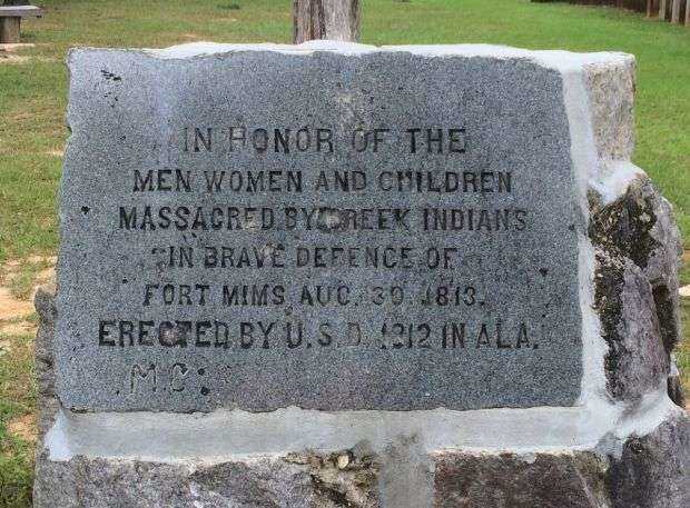 FORT MIMS MASSACRE WAR MEMORIAL FRONT