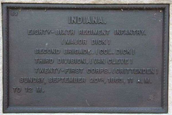 86TH INDIANA INFANTRY WAR MEMORIAL PLAQUE