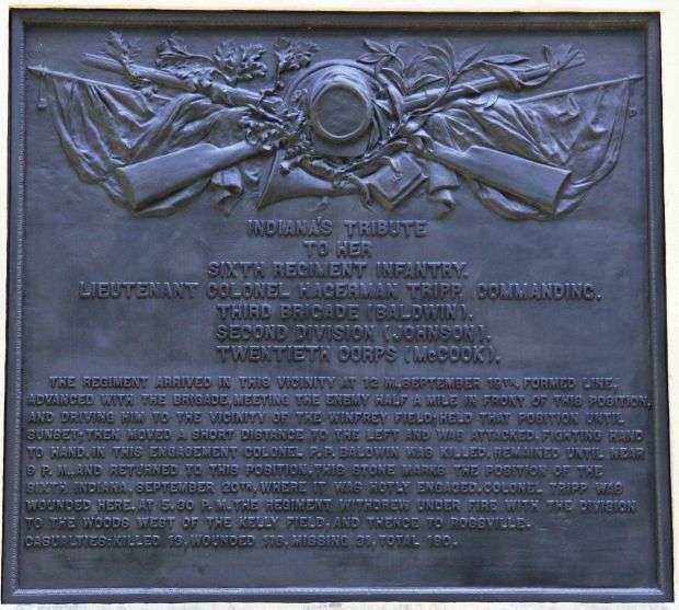 6TH INDIANA INFANTRY WAR MEMORIAL PLAQUE BACK