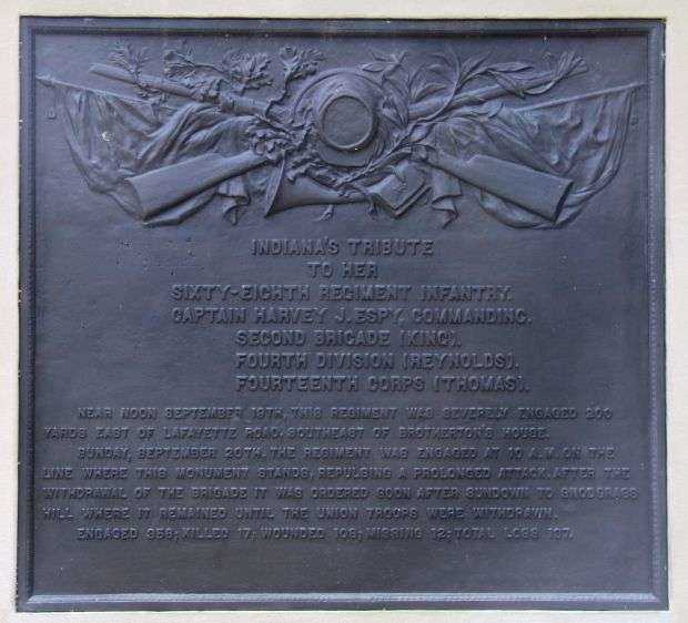 68TH INDIANA INFANTRY WAR MEMORIAL PLAQUE BACK