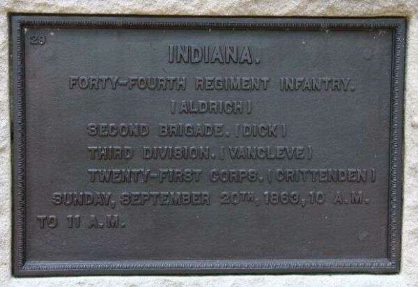 44TH INDIANA INFANTRY WAR MEMORIAL PLAQUE
