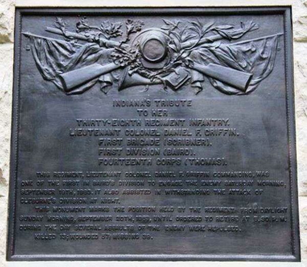 38TH INDIANA INFANTRY WAR MEMORIAL PLAQUE BACK