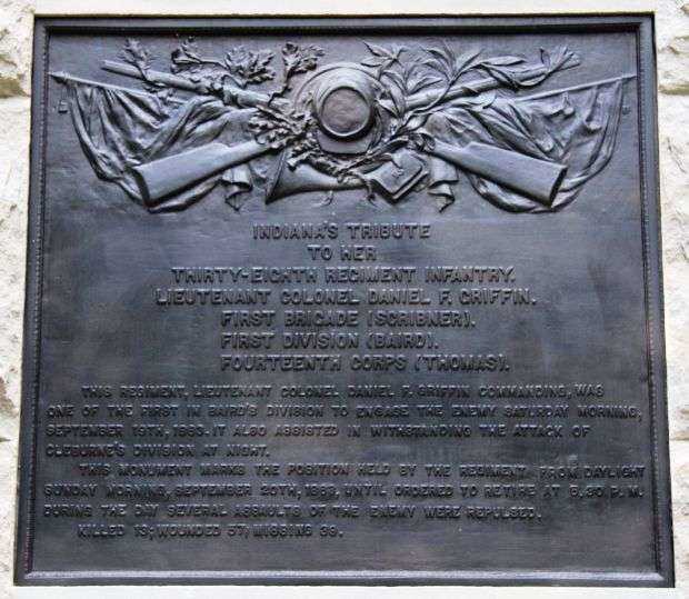 38TH INDIANA INFANTRY WAR MEMORIAL PLAQUE BACK