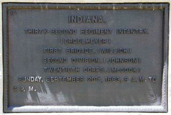 32ND INDIANA INFANTRY WAR MEMORIAL PLAQUE