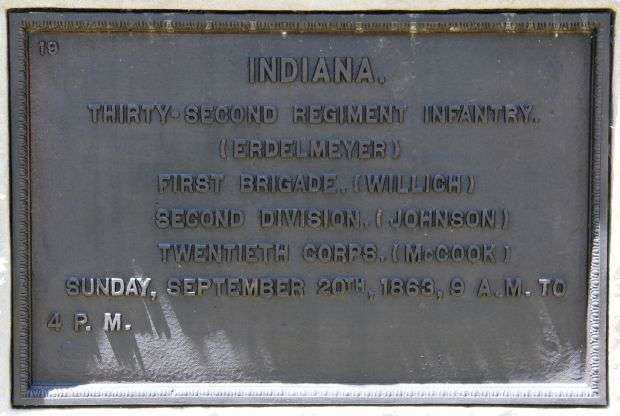 32ND INDIANA INFANTRY WAR MEMORIAL PLAQUE