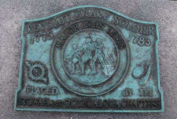 REVOLUTIONARY SOLDIER MAJOR JOHN LEWIS MEMORIAL PLAQUE