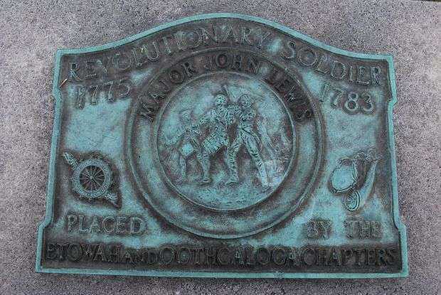 REVOLUTIONARY SOLDIER MAJOR JOHN LEWIS MEMORIAL PLAQUE