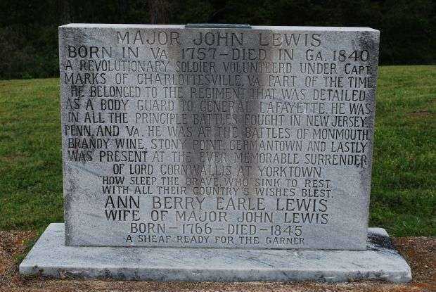 MAJOR JOHN LEWIS REVOLUTIONARY WAR MEMORIAL
