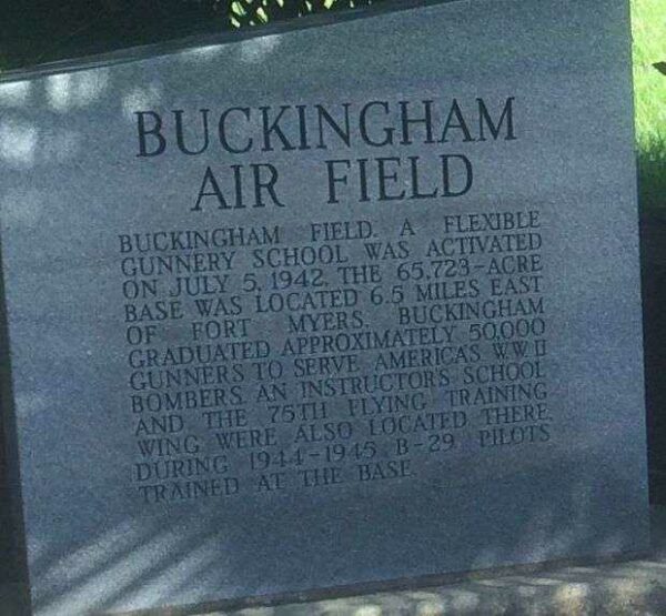 BUCKINGHAM AND PAGE ARMY AIR FIELDS MEMORIAL STONE A
