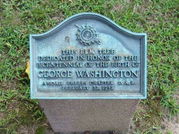 SIMSBURY GEORGE WASHINGTON MEMORIAL TREE PLAQUE