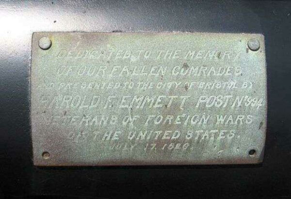 BRISTOL GERMAN 105MM HOWITZER CANNON MEMORIAL PLAQUE
