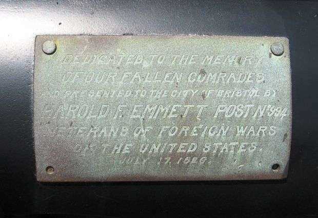 BRISTOL GERMAN 105MM HOWITZER CANNON MEMORIAL PLAQUE
