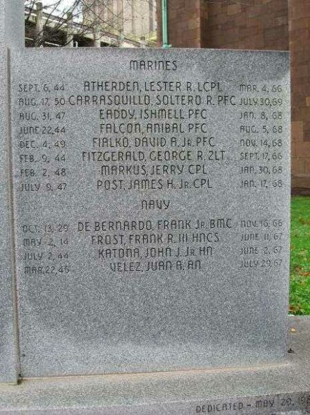 BRIDGEPORT VIETNAM WAR MEMORIAL RIGHT STONE