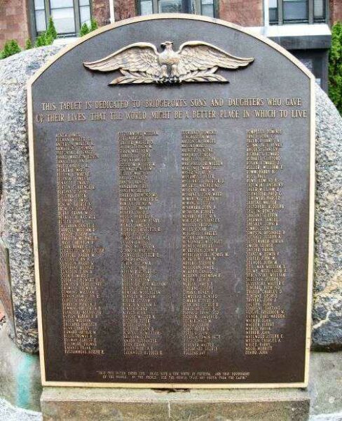 BRIDGEPORT VETERANS MEMORIAL PLAQUE B