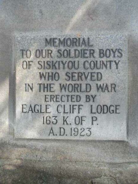 SISKIYOU COUNTY WORLD WAR MEMORIAL DEDICATION STONE