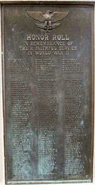 OCONOMOWOC WORLD WAR II HONOR ROLL MEMORIAL PLAQUE A