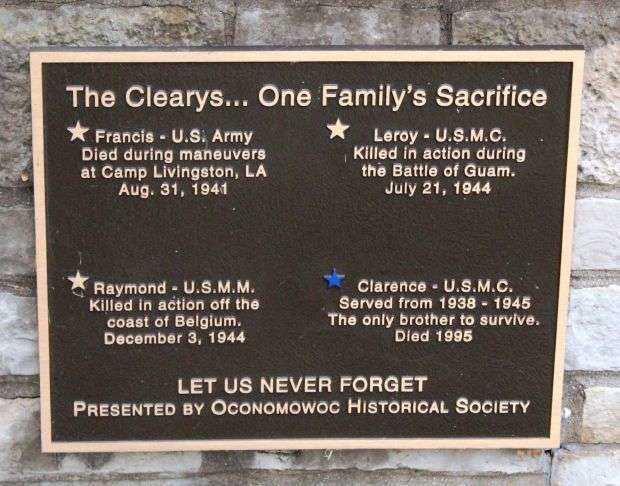THE CLEARYS…ONE FAMILY SACRIFICE MEMORIAL PLAQUE