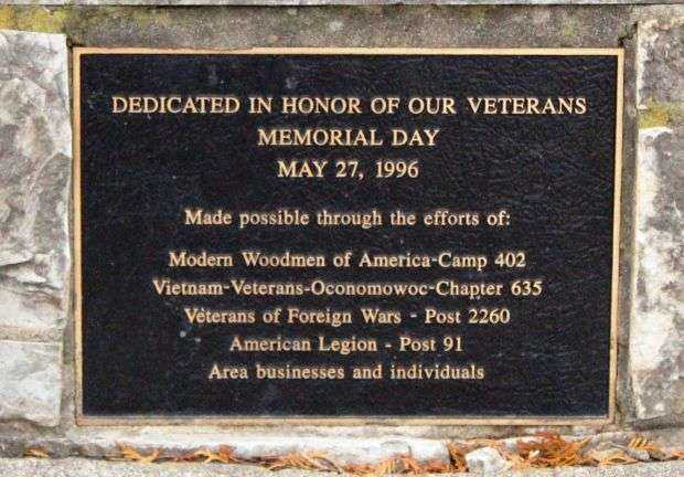 DEDICATED IN HONOR OF OUR VETERANS MEMORIAL PLAQUE