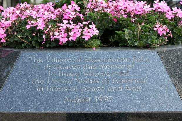 THE VILLAGE OF MENOMONEE FALLS VETERANS MEMORIAL GARDEN DEDICATION STONE