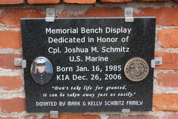 CPL. JOSHUA M. SCHMITZ WAR MEMORIAL PLAQUE