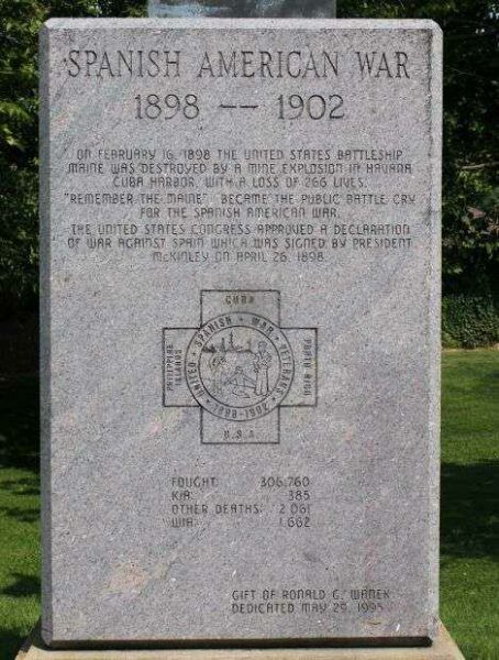 SPANISH AMERICAN WAR MEMORIAL DEDICATION STONE