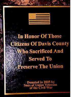 DAVIS COUNTY CIVIL WAR MEMORIAL PLAQUE