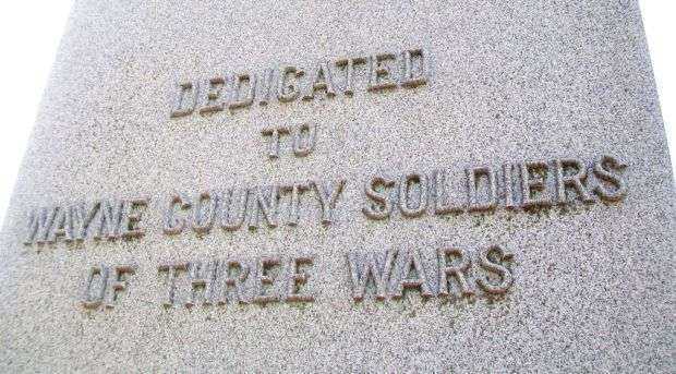 WAYNE COUNTY SOLDIERS OF THREE WARS MEMORIAL DEDICATION STONE
