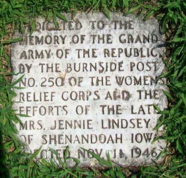SHENANDOAH GRAND ARMY OF THE REPUBLIC MEMORIAL TABLET