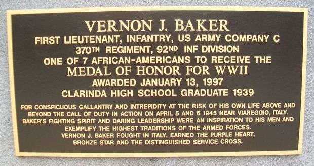 VERNON J. BAKER MEDAL OF HONOR MEMORIAL PLAQUE