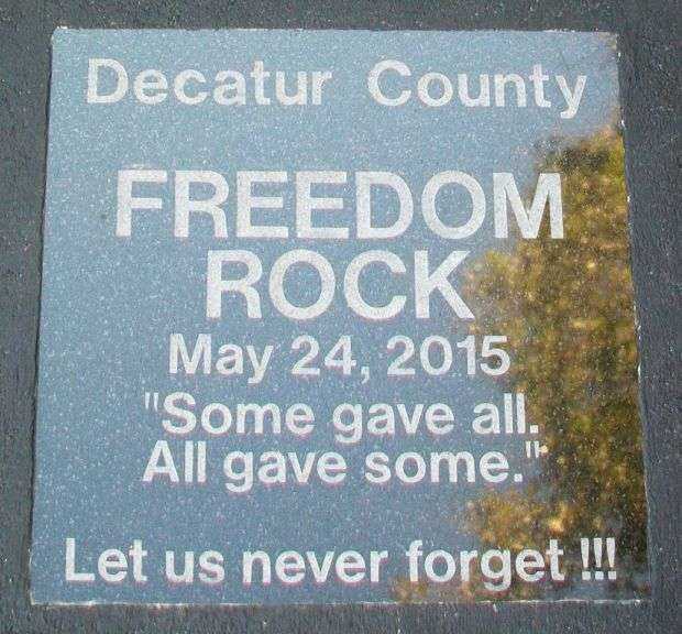 DECATUR COUNTY FREEDOM ROCK MEMORIAL PLAQUE