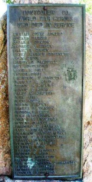MONTGOMERY CO. WORLD WAR HEROES WHO DIED IN SERVICE MEMORIAL PLAQUE A
