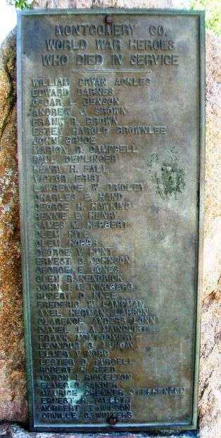 MONTGOMERY CO. WORLD WAR HEROES WHO DIED IN SERVICE MEMORIAL PLAQUE A